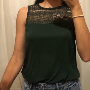 H&M Green No-Sleeve Blouse